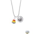 thumbnail image 2 of Delight Jewelry Silvertone 3-D Enamel Candy Corn Silvertone Script Initial Disc - W - Charm Necklace, 20"+3", 2 of 4
