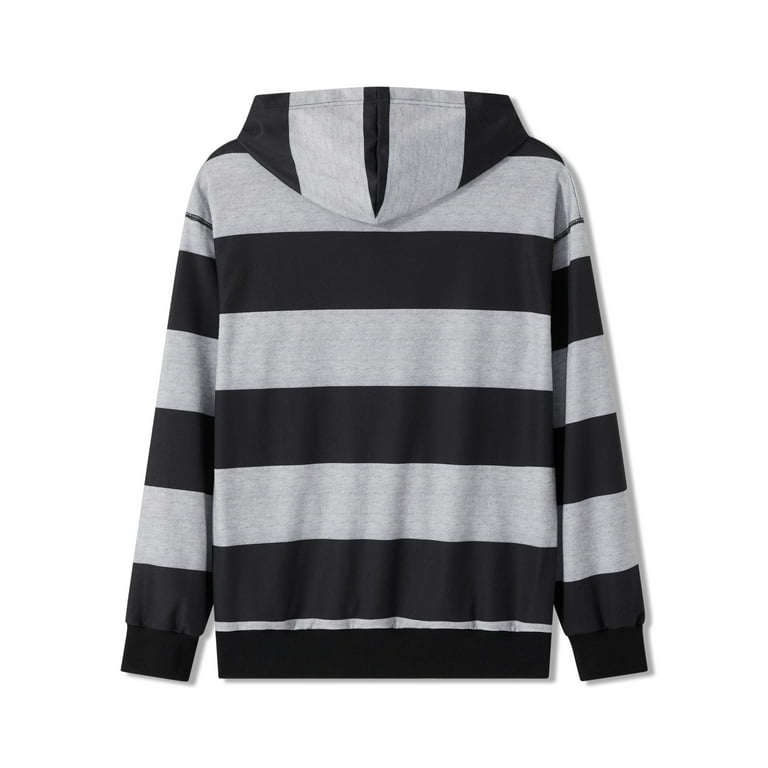 Sunisery Women Stripe Print Zip Up Hoodie Sweatshirt 90s E Girl