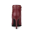 thumbnail image 4 of BLISSFUL STEP Women's Pointed Toe Zipper Stiletto High Heel Ankle Boots Burgundy 7.5, 4 of 8