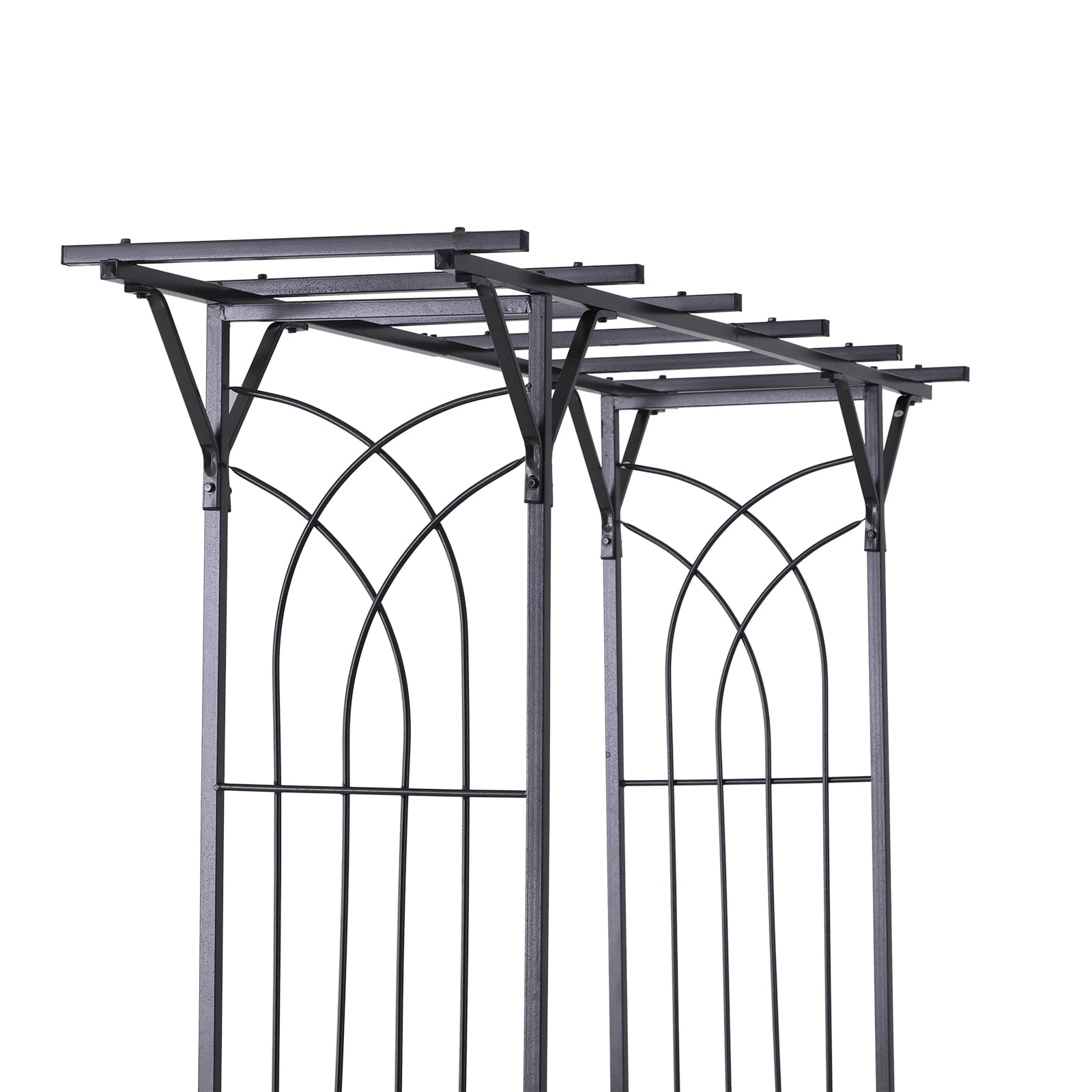 Outsunny 82/” Decorative Metal Garden Trellis Arch for Backyard Celebrations Black
