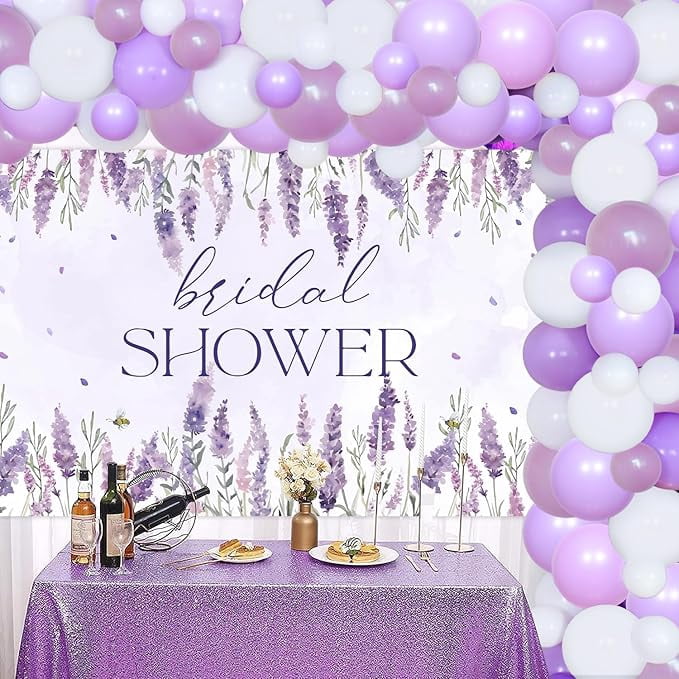 Lavender Bridal Shower Party Decoration Lavender Purple Bakcdrop Balloon Garland Arch Kit Purple Floral Bride to Be Decor for Bride to Be Bridal Shower Bachorlette Party Wedding Decor Supplies