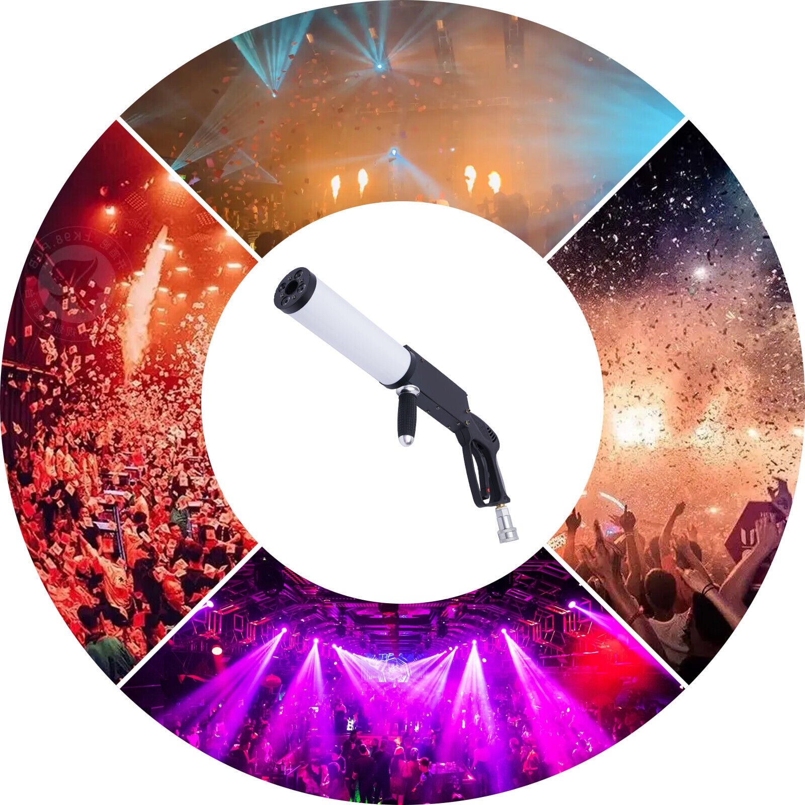 DENEST CO2 Gas Handheld Fog Gun LED CO2 Fog Cannon Special Effects Fog Machine +3m Hose
