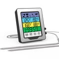 thumbnail image 1 of TFixol Dual Probe Color Touchscreen Meat Thermometer with High-Temp Alarm, Preset Settings, Countdown Timer, 7 Meat Options, Black & Silver (Batteries Not Included), 1 of 6