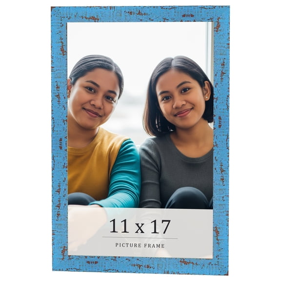 11x17 Frame Blue Solid Wood Picture Frame Width 1.125 Inches | Interior Frame Depth 0.5 Inches |