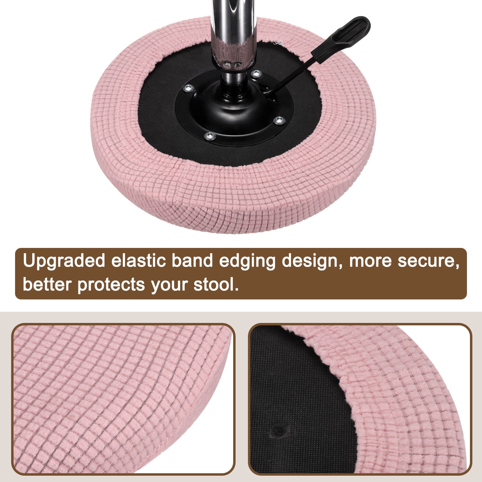 Unique Bargains Upgraded Round Bar Stool Covers for Chairs and Stools with Elastic Pink