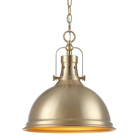 Kira Home Belle 14" Modern Industrial Pendant Light, Adjustable Hanging Height, Cool Brass Finish