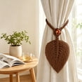 thumbnail image 3 of pathside Farmhouse Curtain Holdbacks Handwoven Leaf Tiebacks Khaki, Polyester, No-Drill Drapes Holder, Summer Khaki, 3 of 7