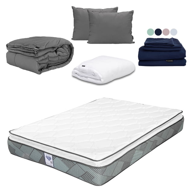 Colchón Matrimonial Baggio + Almohada 2Pack + Protector Cloud + Sábanas Softy + Edredón Homy