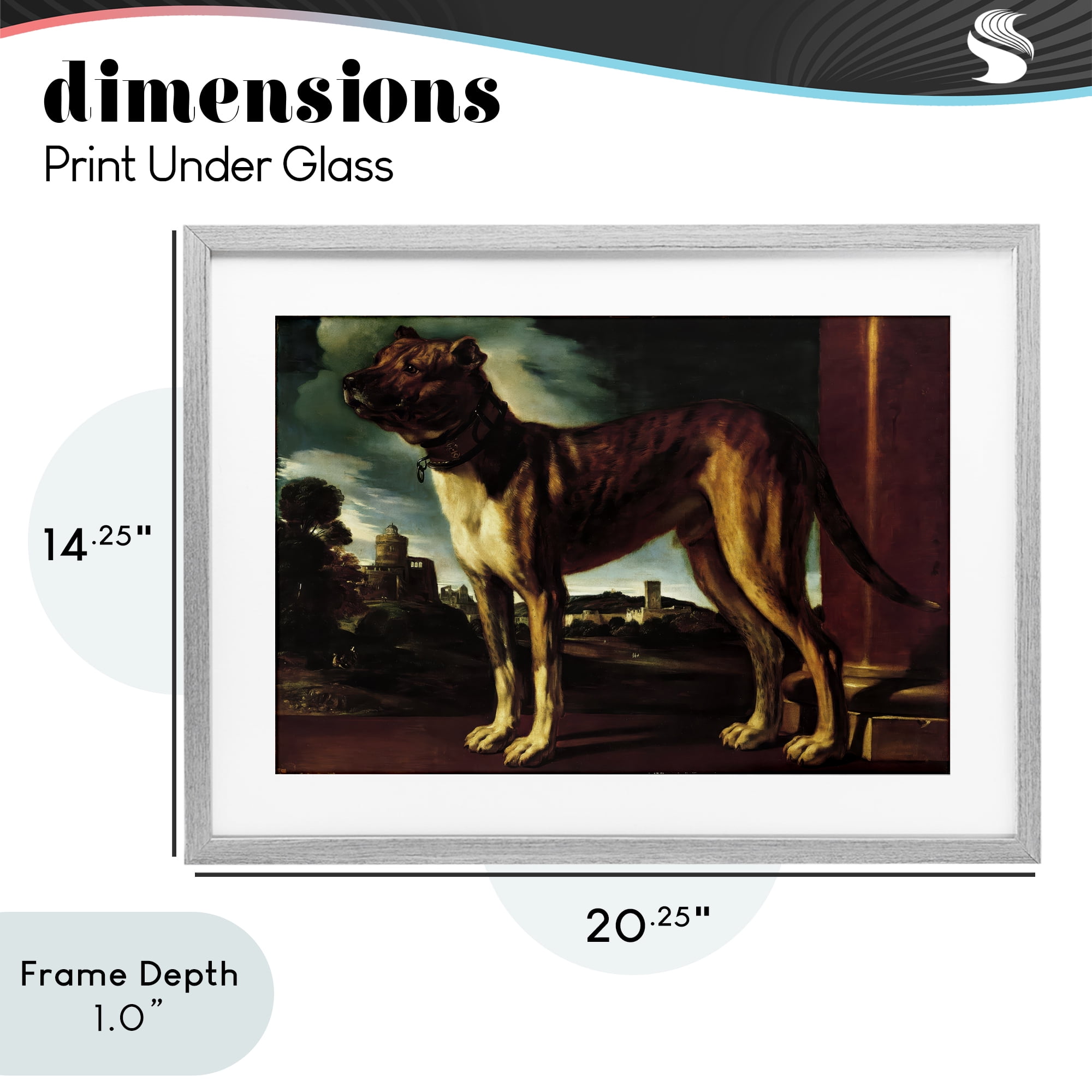 Stupell Industries Historical Aldrovani Dog Gray Framed Print Under Glass, design by Lil' Rue
