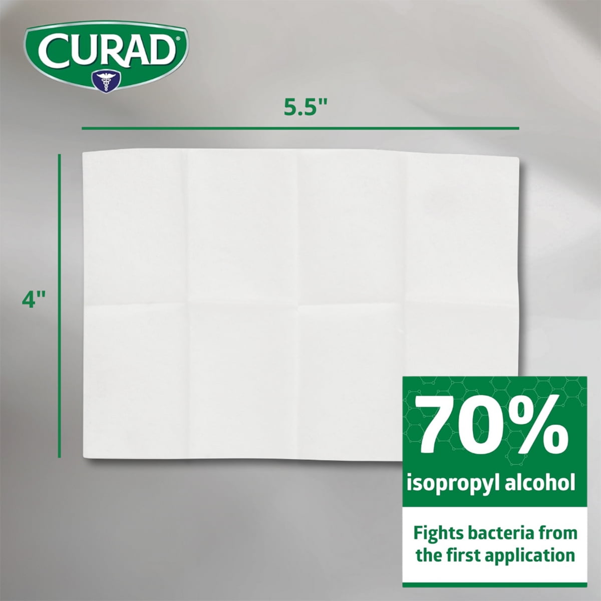 Curad XL 2-Ply Sterile Alcohol Prep Pads, 144 Count, 4"x 5.5"