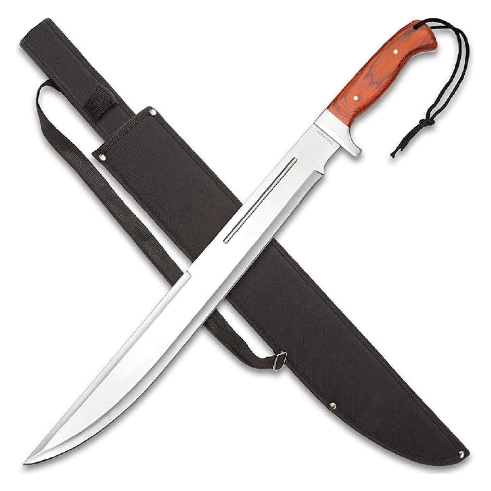 Beast Machete | 18 3/4 Stainless Steel Blade | Secure Wooden Handle | Stainless Steel Guard | Durable Nylon Sheath Included | 25 Overall Length