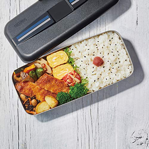 Thermos DSA-804W BKBD 2-Tier Bento Box, Slim Fresh Lunch Box, 28.1 fl oz  (815 ml), Black Border