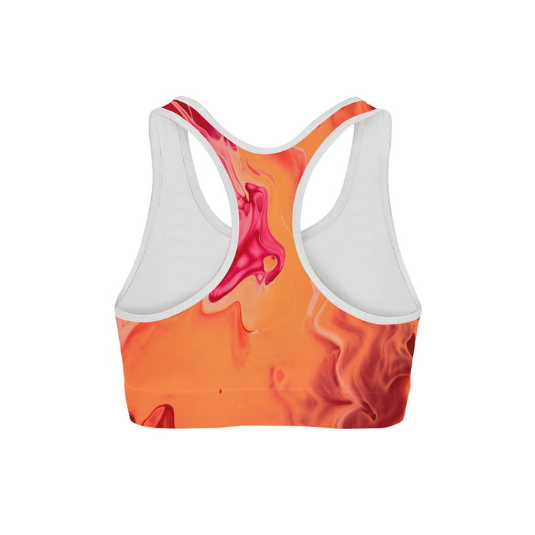 USA Made Women's Sports Bra For Women, Orange, 100% Lycra Fabric, Female