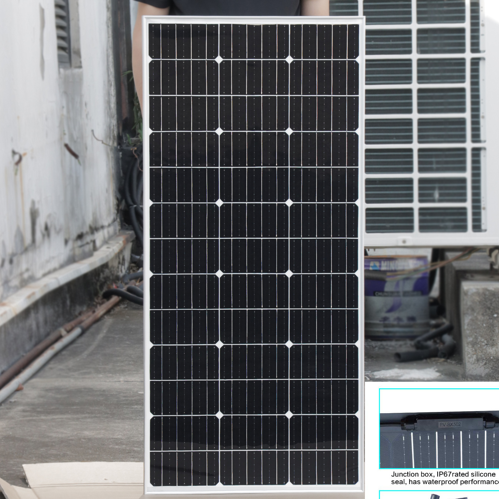 110W solar panel high efficiency monocrystalline photovoltaic module solar cell charger for rooftop balcony RV boat camping and other off-grid applications (not glass panel)