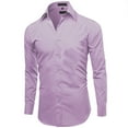 thumbnail image 2 of Men's Slim Fit Button Up Long Sleeve Solid Dress Shirt- Lilac - L (16-16.5) 34/35 sleeve, 2 of 5