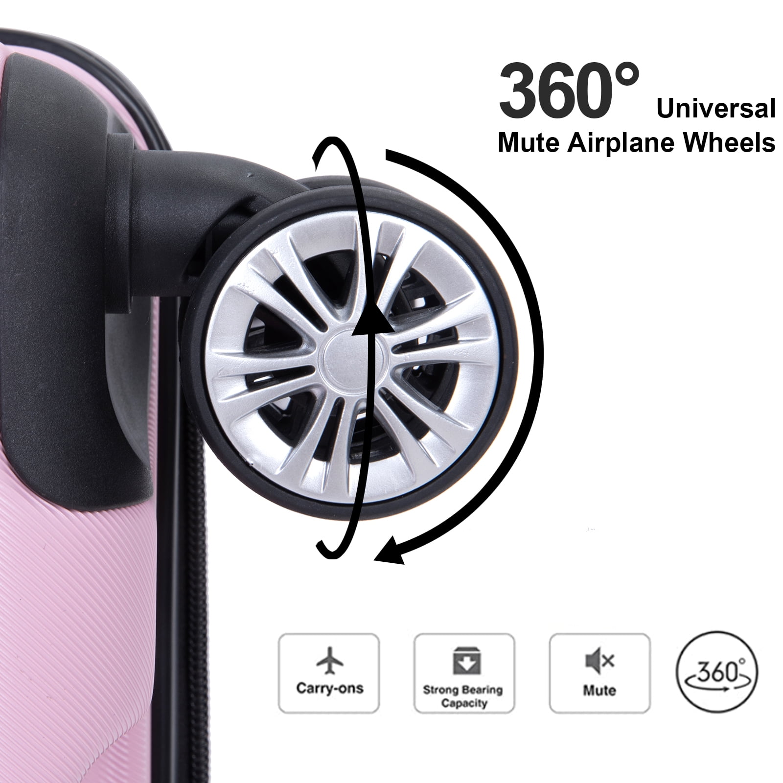 Tripcomp 5-Piece Hardside Luggage Set with Duffel Bag & Spinner Wheels, 20/24/28 Inch Lightweight ABS Suitcases with TSA Lock,Pink