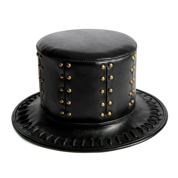 Sombrero mágico estilo steampunk con tachuelas de piel sintética estilo gótico Top Hat