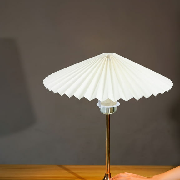 OFFIGAM Beige Fabric Lamp Shade with Iron Frame for Table Decor