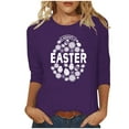 thumbnail image 2 of EQWLJWE 2024 Easter Day Shirts for Women Casual 3/4 Sleeve Cute Flower Eggs Graphic Tees Trendy Workout Tunic Tops Comfy Three Quarter Loose Blouse for Summer Spring (Purple,M), 2 of 4