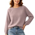 thumbnail image 2 of XUNKUSGA Tops for Women Casual Loose Crewneck Raglan Long Sleeve Knit Pullover Sweaters for Women Classic Solid Color Thermal Fall Winter Sweater Top Purple Free Size, 2 of 6