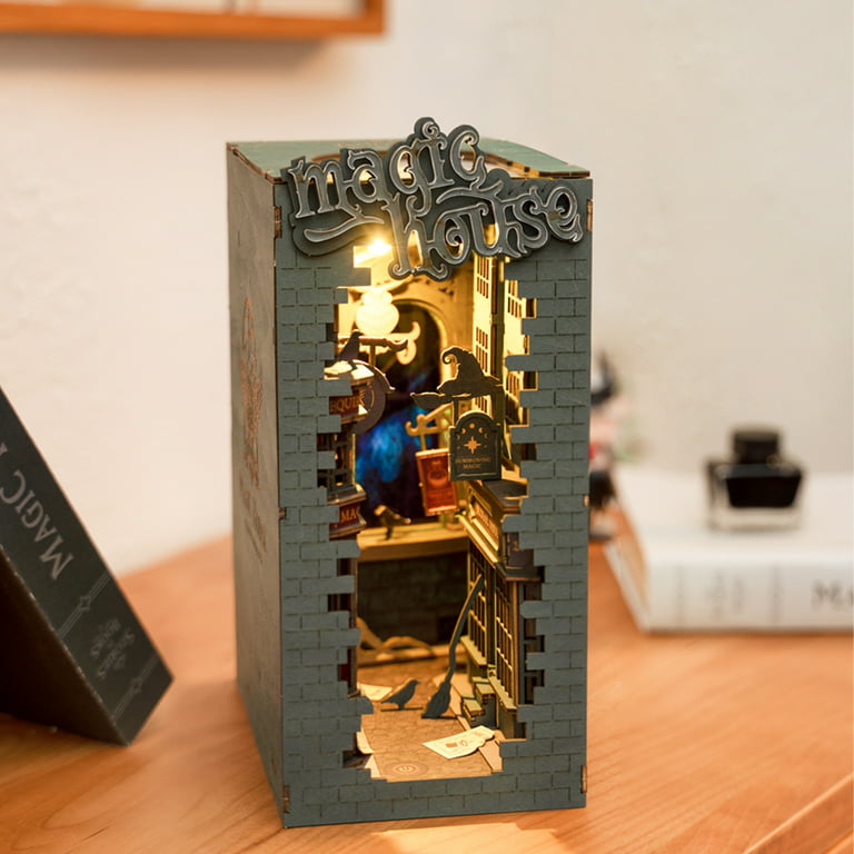 Rolife DIY Book Nook Kit 3D Wooden Puzzle Bookshelf with LED