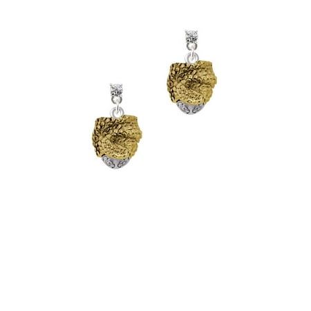 Around Crystal - Goldtone Snake Wrapped Around Spinner Spinner Clear Crystal Post Earrings