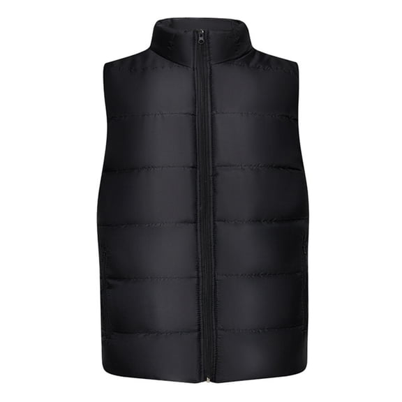 Wutalume Men's Casual Solid Color Stand-Up Collar Cotton-Padded Jacket, Sleeveless Light and Warm Cotton-Padded Vest, Versatile for Layering,Black L