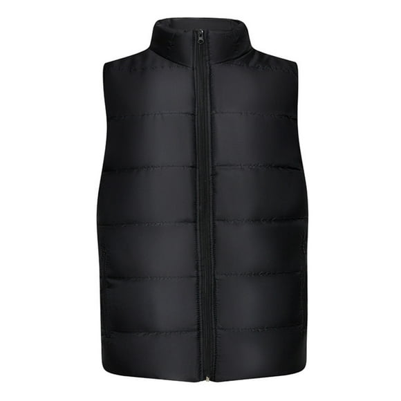 YIFUNIN Men's Stand Collar Padded Vest, Casual Solid Color Sleeveless Cotton Jacket, Lightweight Warm Quilted Waistcoat for Fall Winter,Black,5XL