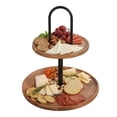 thumbnail image 4 of Gibson Home Gracious Dining 2-Tier Round Acacia Wood Serving Tray, 4 of 12