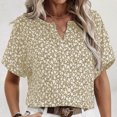 thumbnail image 2 of Birdeem Blouses pour Femmes Col en V Imprimé Manches Courtes Haut Décontracté Col en V, 2 of 12
