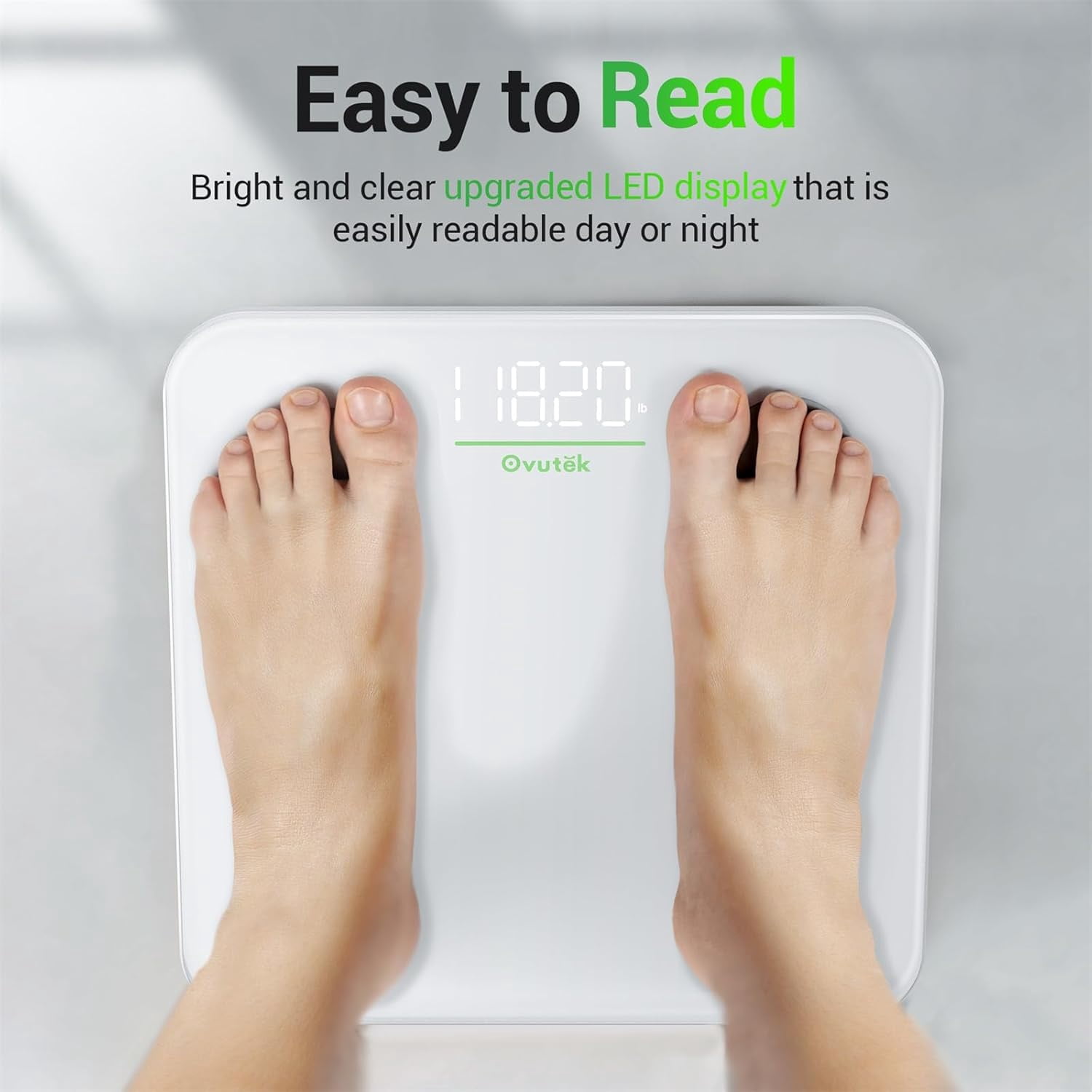 Bathroom Scale for Body Weight Highly Accurate Digital Weighing Machine People Upgraded Batteries Included Compact Size LED Display Physician with Sturdy Tempered Glass 400lb