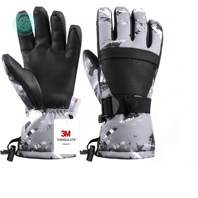 Guantes de esquí Pnosnesy, cálidos, impermeables y transpirables para adultos y niños