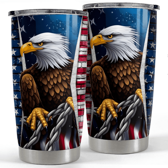 SANDJEST Eagle American Flag Tumbler 20oz Eagles Cups Gifts for Men Women Stainless Steel Insulated Tumblers Coffee Travel Mug Cup Gift for Birthday Christmas