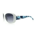 thumbnail image 6 of Kids Size Girls Classic 90s Designer Style Wrap Rounded Rectangle Sunglasses White Blue Flower Arm, 6 of 8