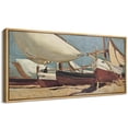 thumbnail image 4 of IDEA4WALL Extra Large Framed Canvas Print Wall Art Vintage Nautical Scene with Sailing Boats Illustrations Colorful Fine Art Retro Wall Decorative Oversized Artwork for Living Room - 60"x30", 4 of 5