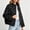 Black, variant on Womens Oversized Funnel Neck Bomber Puff Jacket Windproof Waterproof Lightweight Shacket Spring Fall Outerwear