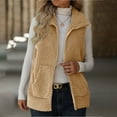 thumbnail image 2 of Cavosen Womens Vests Outerwear Lapel Sleeveless Fleece Vest with Pocket Zipper Hooded Solid Loose Jacket Windproof Warm Fall Outerwear, 2 of 8