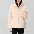 thumbnail image 4 of Women Coat Solid Color Long Sleeved Detachable Reverse Waist Thick And Loose Hooded Winter Mid Length Clothing Long Sleeve Parkas Women's Winter Coats Cute Clothes for Women 3XL, 4 of 4