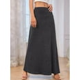 thumbnail image 4 of Women'S Casual Mid Long Skirts Stretchy Ultra-Soft Flowy Maxi Formal Skirts High Waist Lounge Skirts Dark Gray S, 4 of 5