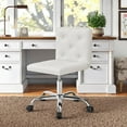 thumbnail image 6 of VECELO Armless Office Desk Chair, Silent Wheels, Height Adjustable PU Leather 360 Swivel Task Chairs, White, 6 of 9