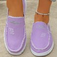 thumbnail image 3 of Women's Canvas Slip-On Loafers with Frayed Edges, Lightweight Comfortable Casual Shoes, Footwear for Everyday Walking and Outdoor Activities Purple 41, 3 of 10