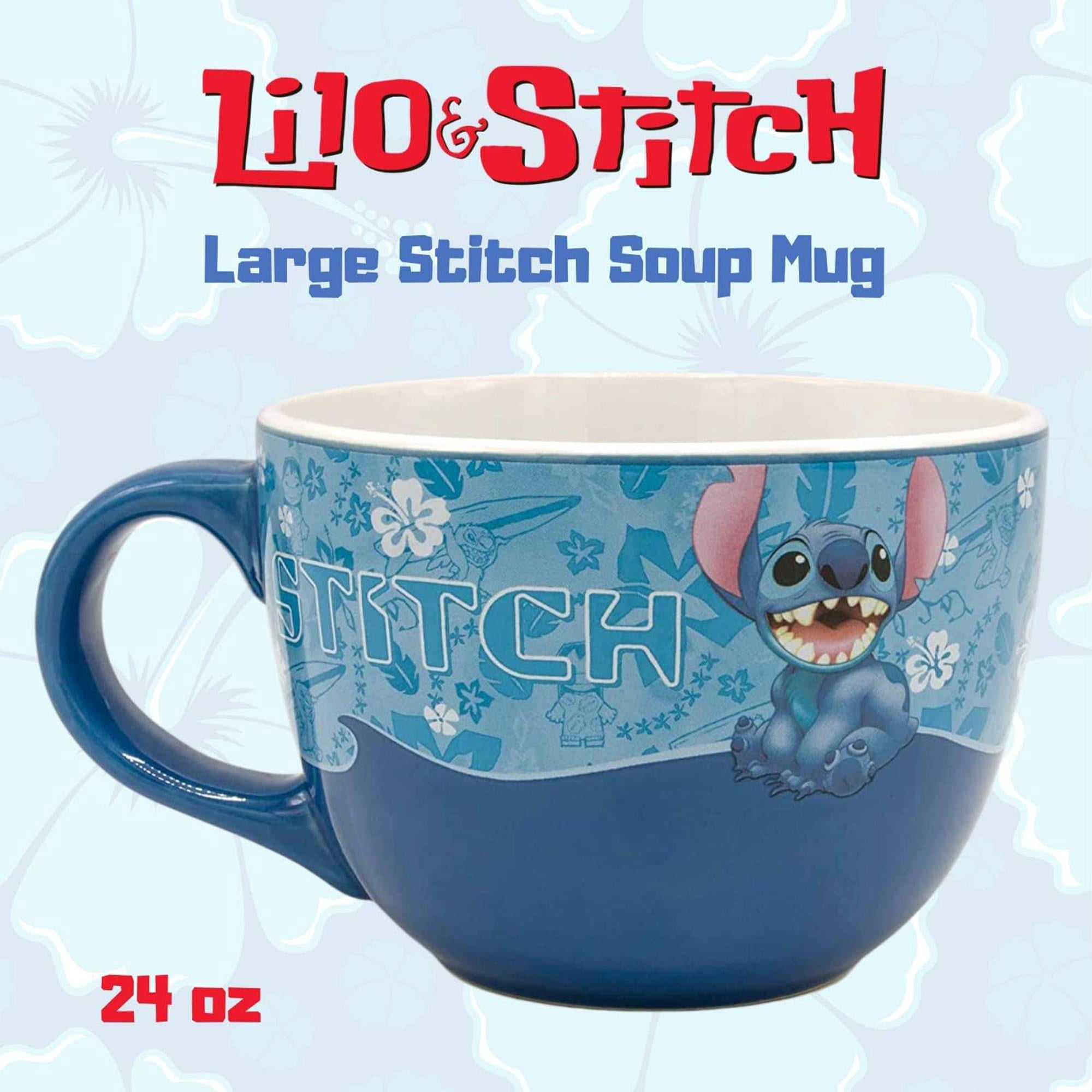 Silver Buffalo Lilo and Stitch Wavy Style Ceramic Soup Mug, 24-Ounces