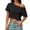Black, variant on Womens Summer T-Shirts Off Shoulder Asymmetric Neck Short Sleeve Navel Exposed Cropped Loose Fit Casual Tops Pink M