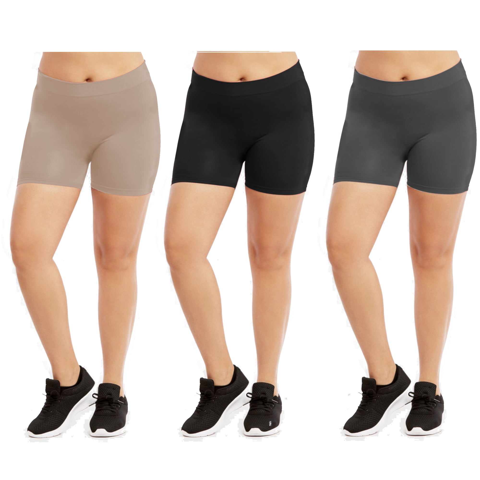 SPEERISE Womens Skinny Dance Mid Waisted Shorts White Lycra Spandex Capris Workout Gymnastics 