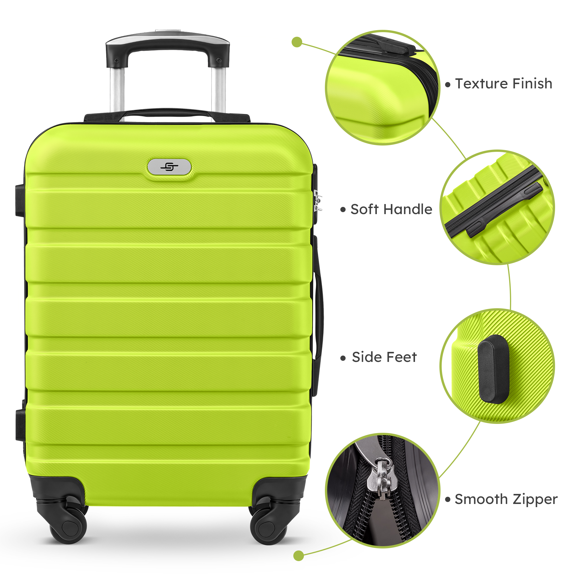 Gowill 4-Piece Luggage Set, Lime Green photo 4