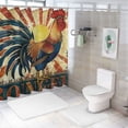 thumbnail image 7 of BCIIG Rooster Sunrise Folk Art Bathroom Decor Set with Hooks Polyester Fabric Shower Curtain Set 60x72, 7 of 7