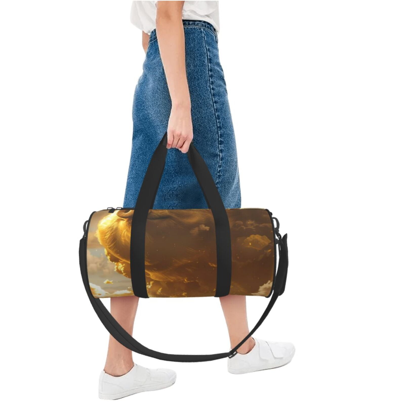 Vsdgher Golden Pig Cloud Fantasy 45L Foldable Duffel Bag, Sports Gym Bag,Overnight Bag, Portable Weekender Bag for Airplanes