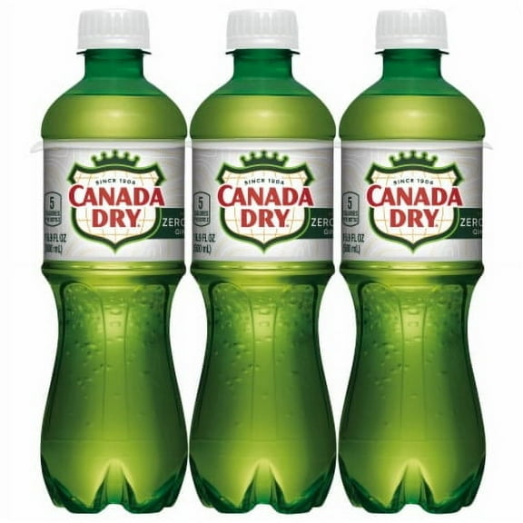 Canada Dry Ginger Ale Zero Sugar Soda Bottles - 16.9 fl oz - 6 pk