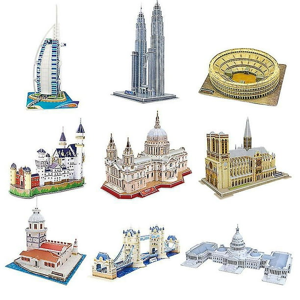 Monde célèbre ville bâtiment modèle 3d Puzzle papier paysage