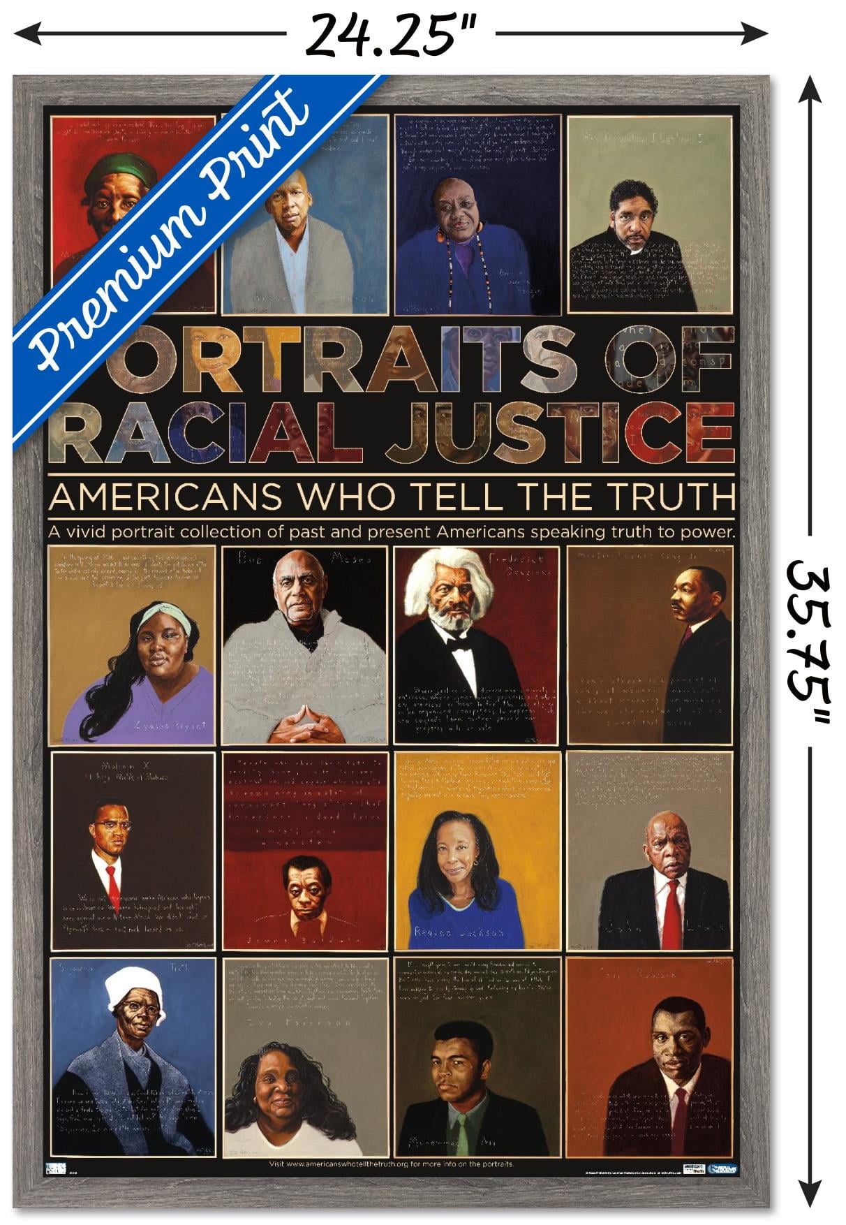 Portraits of Racial Justice - Americans Who Tell The Truth Wall Poster, 22.375" x 34" Framed
